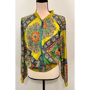 Cousin Carl Green/Blue  Paisley Patchwork Bomber Jacket, M